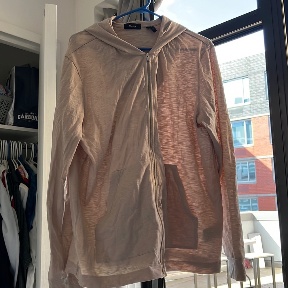 Theory cream light zip up hoodie